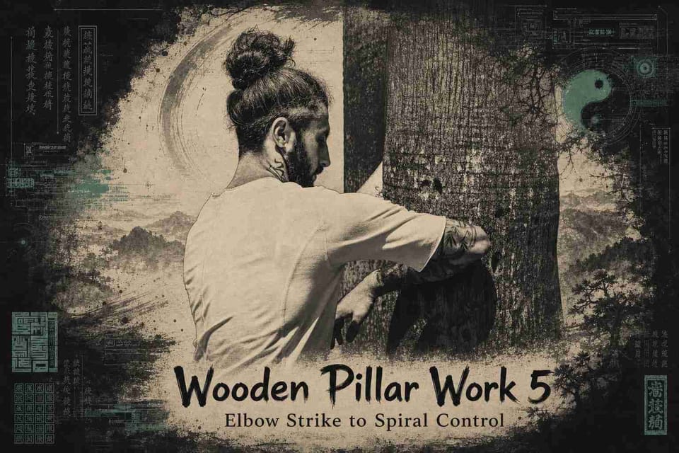 Wooden Pillar Work 5: Elbow Strike to Spiral Control